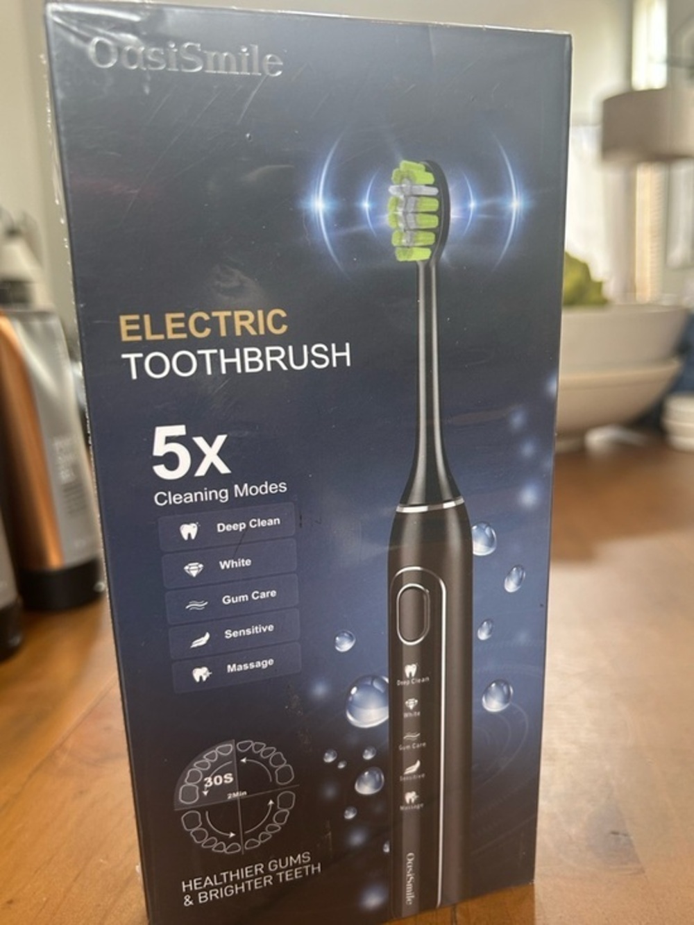 New Oasismiles Black Electric Toothbrush - 5 Cleaning Modes